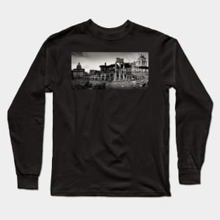 Black and white photograph of the Imperial Forum in Rome, Italy Long Sleeve T-Shirt